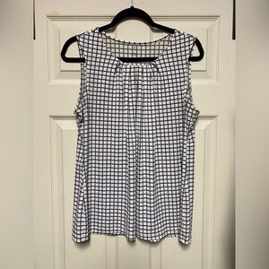 Women's Worthington Sleeveless
Windowpane Top - Black, White, and Green